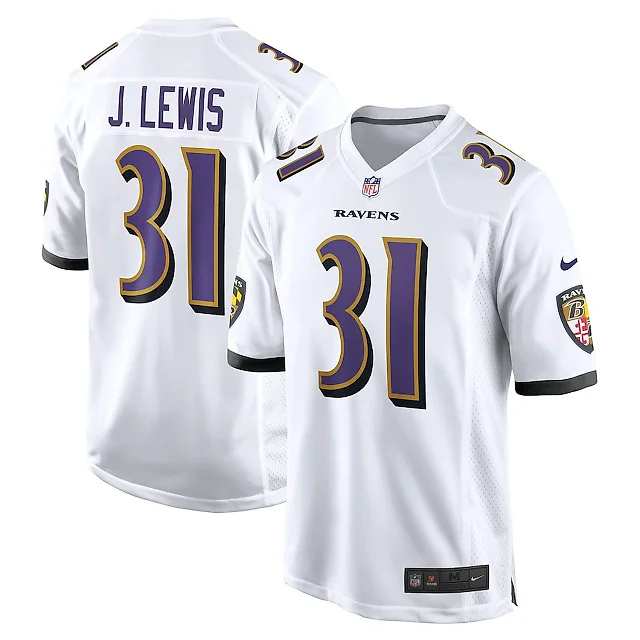 Zennovawear Jamal Lewis 31 Baltimore Ravens Men Retired Game Jersey - White