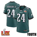 Zennovawear James Bradberry IV 24 Philadelphia Eagles Super Bowl LIX YOUTH Jersey - Midnight Green