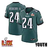 Zennovawear James Bradberry IV 24 Philadelphia Eagles Super Bowl LIX YOUTH Jersey - Midnight Green