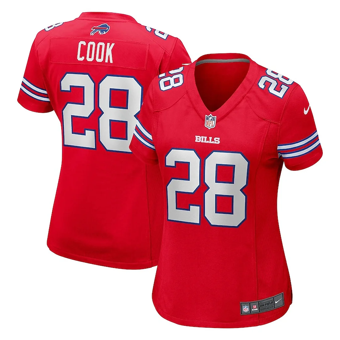 Zennovawear James Cook 28 Buffalo Bills Women Game Jersey - Red