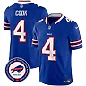 Zennovawear James Cook 4 Buffalo Bills 50th Charging Logo Patch Game Men Jersey - Royal