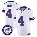 Zennovawear James Cook 4 Buffalo Bills 50th Charging Logo Patch Game Men Jersey - White
