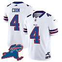 Zennovawear James Cook 4 Buffalo Bills New York Patch Game Men Jersey - White