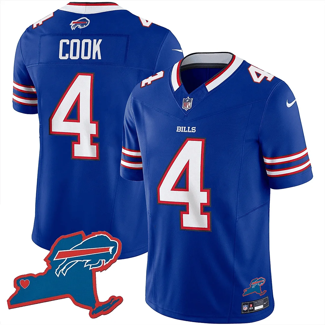 Zennovawear James Cook 4 Buffalo Bills New York Patch Game Men Jersey - Royal