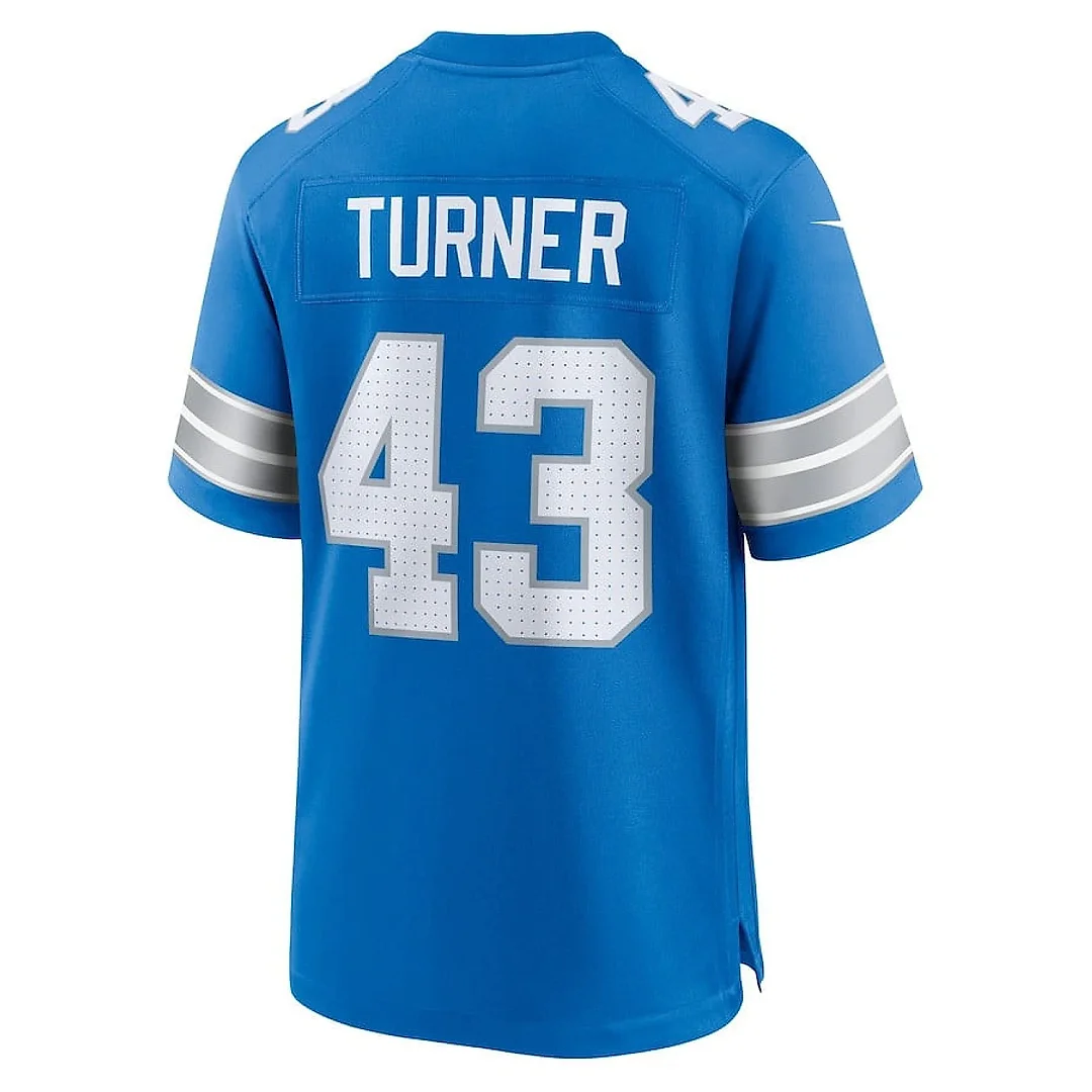 Zennovawear James Turner 43 Detroit Lions Game Men Jersey - Blue