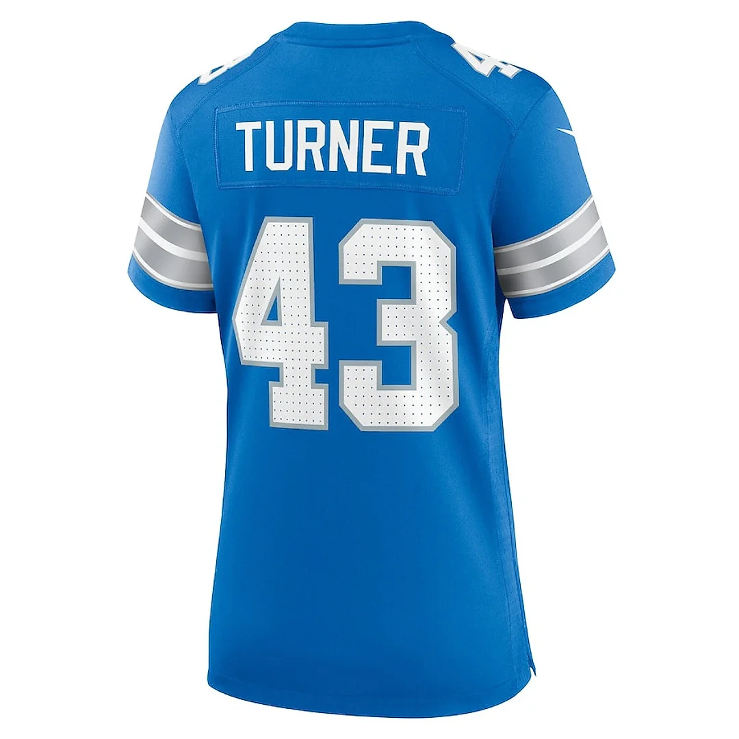 Zennovawear James Turner 43 Detroit Lions Women's Game Jersey - Blue
