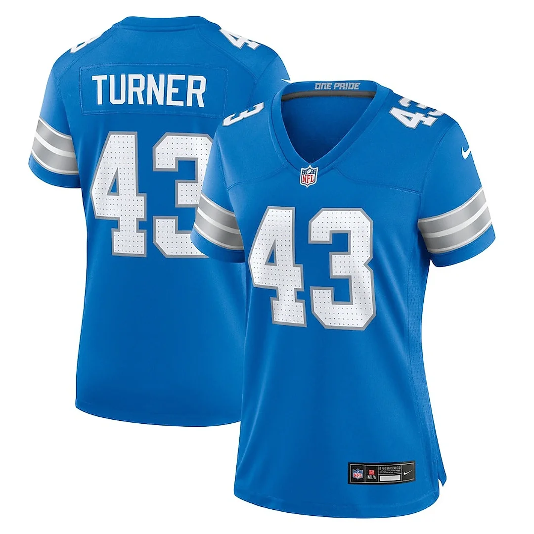 Zennovawear James Turner 43 Detroit Lions Women's Game Jersey - Blue