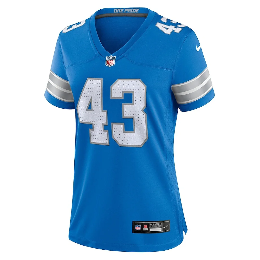 Zennovawear James Turner 43 Detroit Lions Women's Game Jersey - Blue