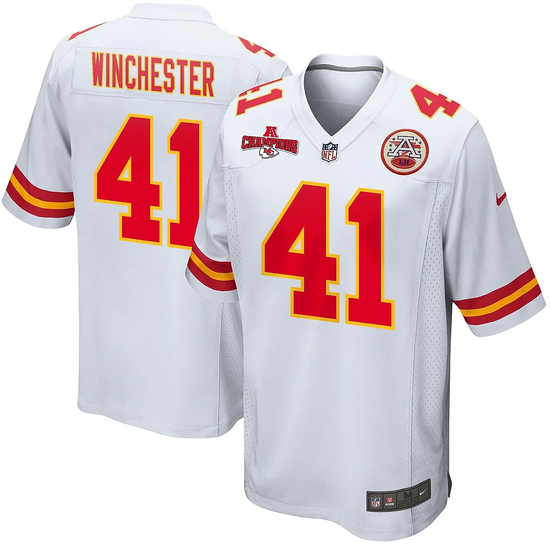 Zennovawear James Winchester 41 Kansas City Chiefs AFC Champions Patch Game Men Jersey - White