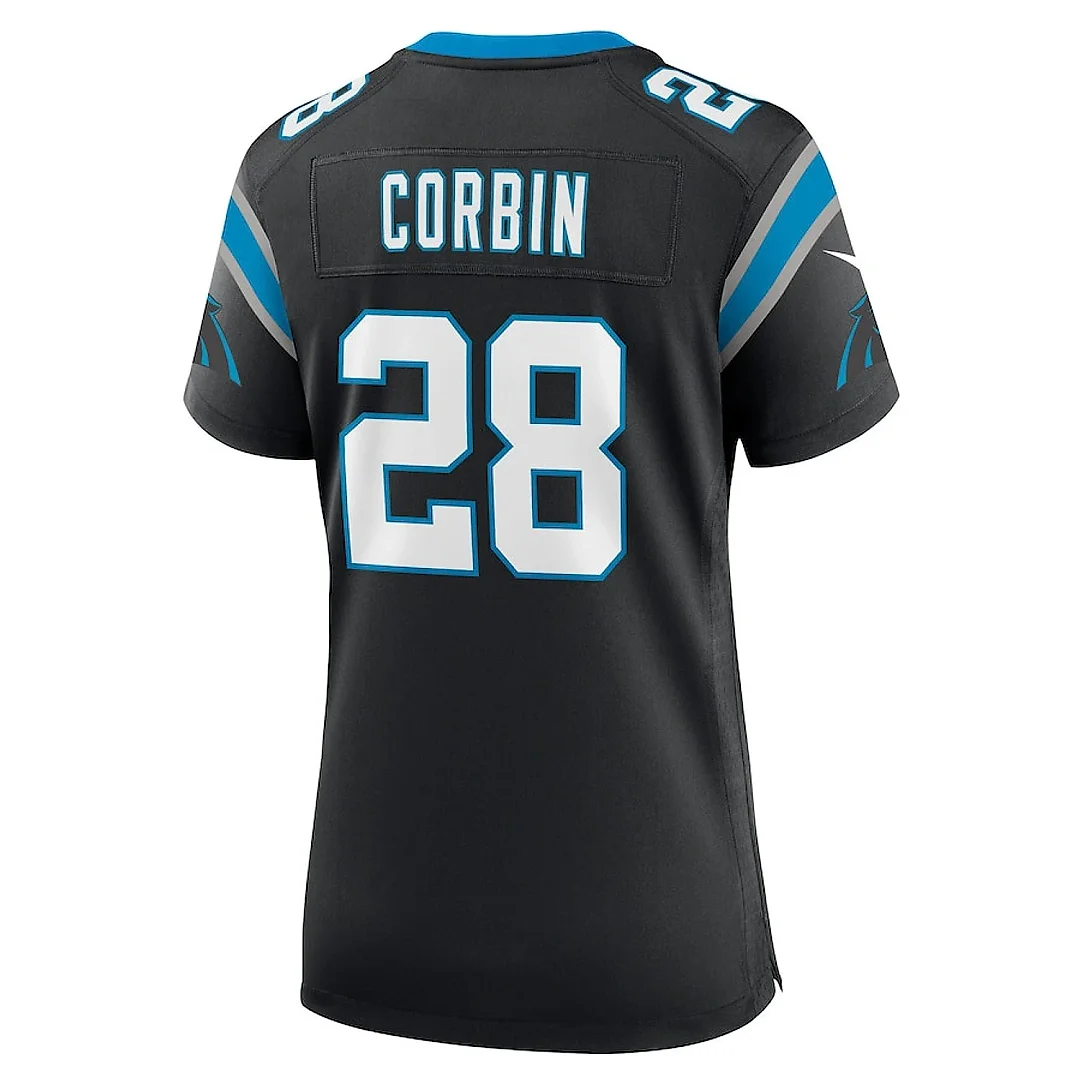 Zennovawear Jashaun Corbin 28 Carolina Panthers Women's Team Game Jersey - Black