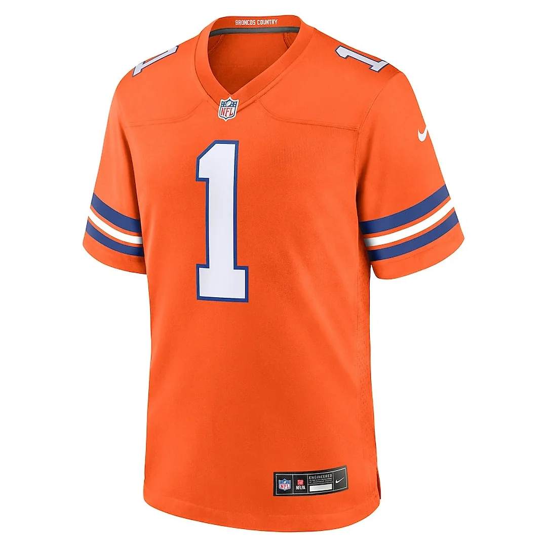 Zennovawear Jason Elam 1 Denver Broncos Mile High Collection 1977 Throwback Retired Player Game Men Jersey - Orange