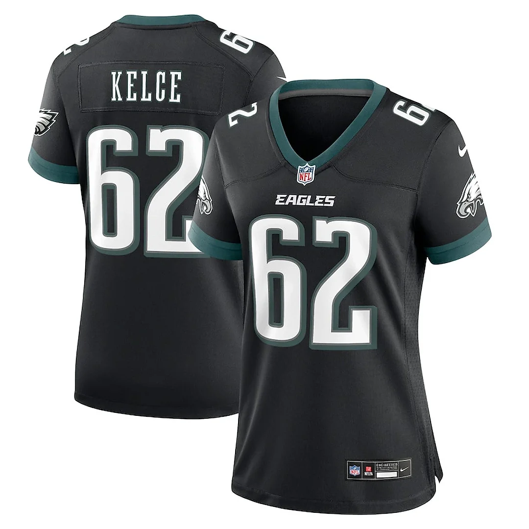 Zennovawear Jason Kelce 62 Philadelphia Eagles Alternate Game Women Jersey - Black