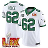 Zennovawear Jason Kelce 62 Philadelphia Eagles Kelly Green Super Bowl Champions LIX Patch Vapor Limited Jersey - White