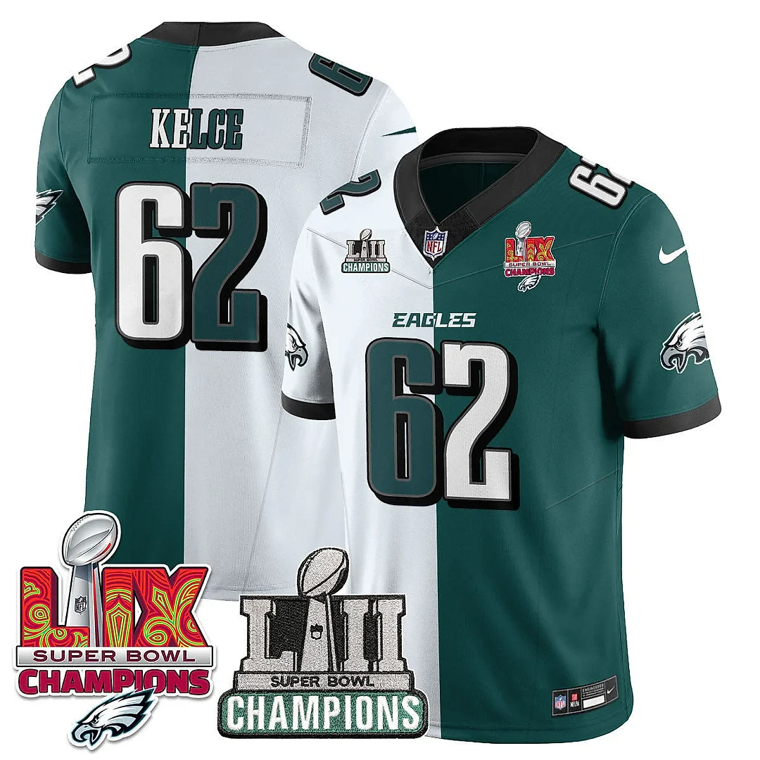 Zennovawear Jason Kelce 62 Philadelphia Eagles LII-LIX Super Bowl Champions Vapor Limited Jersey - Split