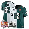 Zennovawear Jason Kelce 62 Philadelphia Eagles LII-LIX Super Bowl Champions Vapor Limited Jersey - Split