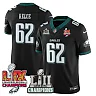 Zennovawear Jason Kelce 62 Philadelphia Eagles LII-LIX Super Bowl Champions Vapor Limited Jersey - Black