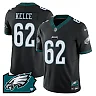 Zennovawear Jason Kelce 62 Philadelphia Eagles Pennsylvania State Map Patch Game Men Jersey - Black