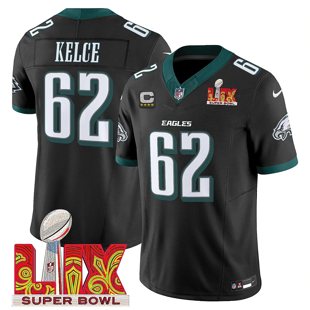 Zennovawear Jason Kelce 62 Philadelphia Eagles Super Bowl Champions LIX Patch Vapor Limited Jersey - Black