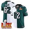 Zennovawear Jason Kelce 62 Philadelphia Eagles Super Bowl Champions LIX Patch Vapor Limited Jersey - Split