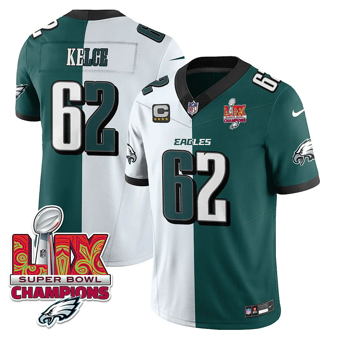 Zennovawear Jason Kelce 62 Philadelphia Eagles Super Bowl LIX Champions Gold Vapor Limited Jersey - Split
