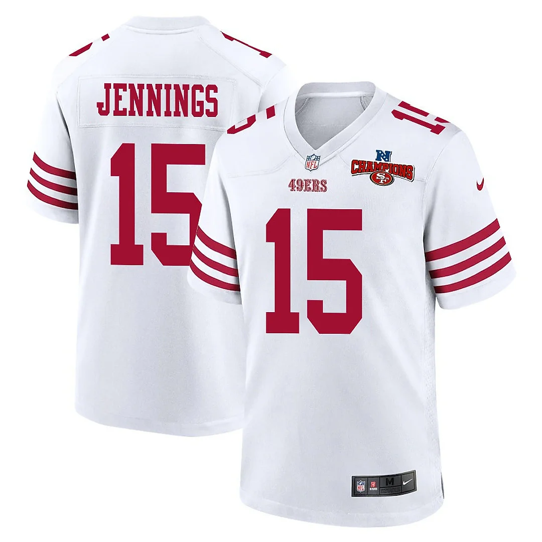 Zennovawear Jauan Jennings 15 San Francisco 49ers NFC Champions Patch Game Men Jersey - White