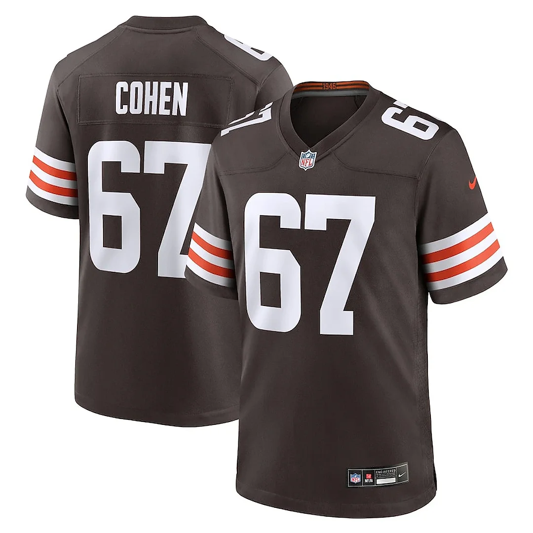 Zennovawear Javion Cohen 67 Cleveland Browns Team Game Men Jersey - Brown