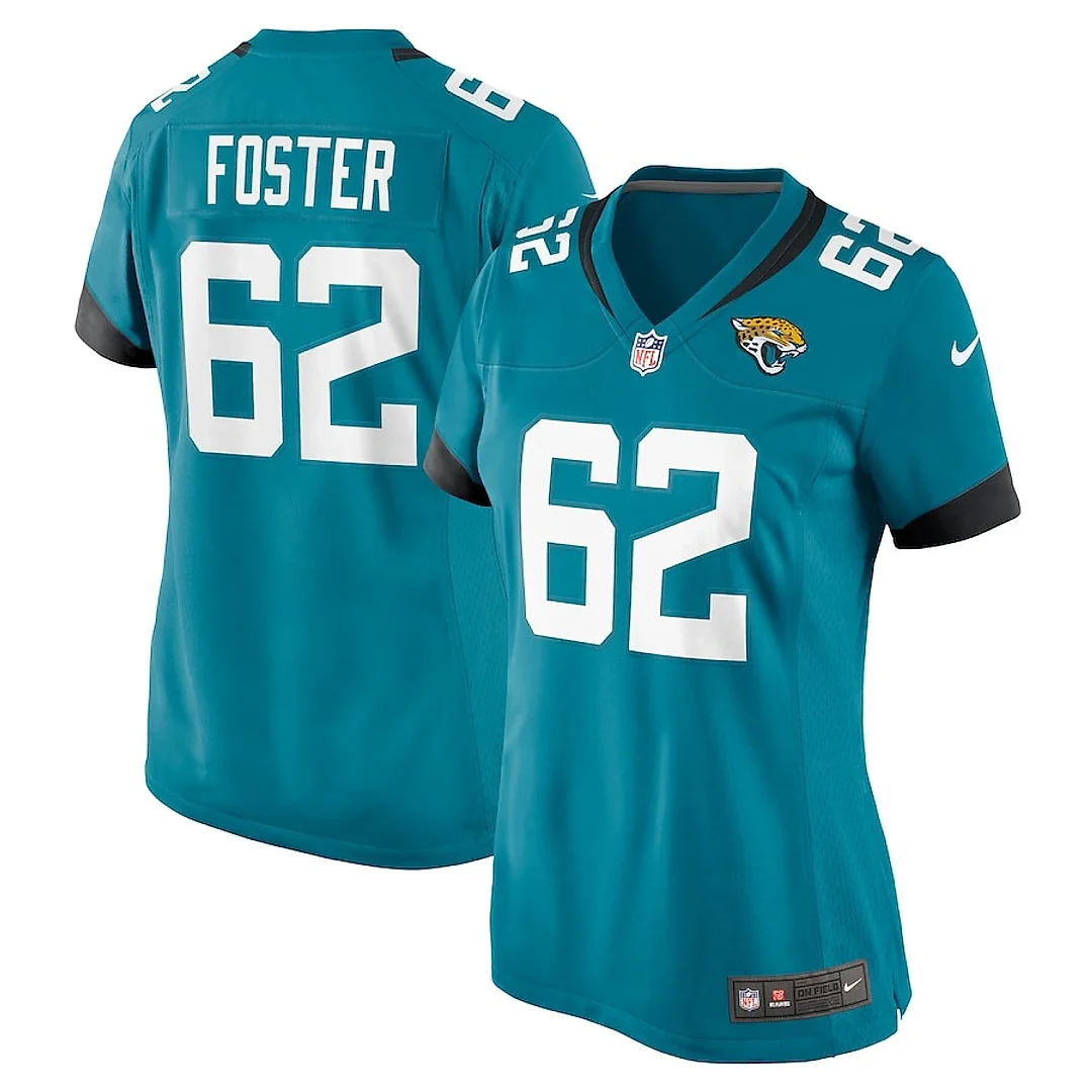 Zennovawear Javon Foster 62 Jacksonville Jaguars Women's Game Jersey - Teal