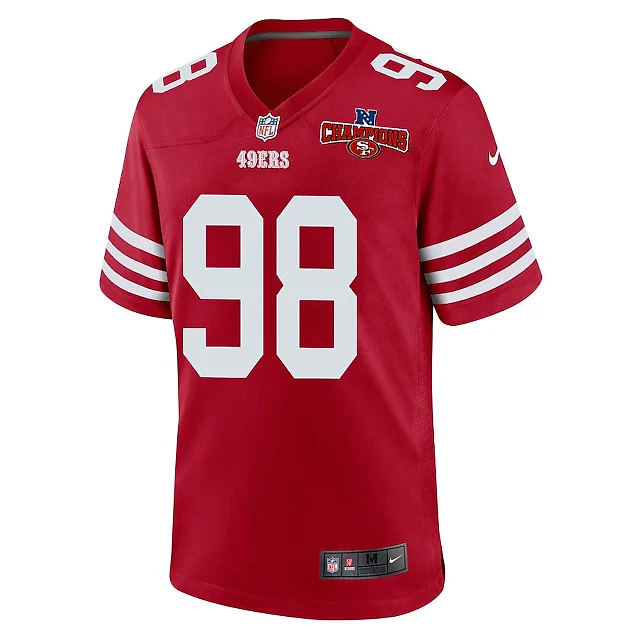 Zennovawear Javon Hargrave 98 San Francisco 49ers NFC Champions Patch Game Men Jersey - Scarlet