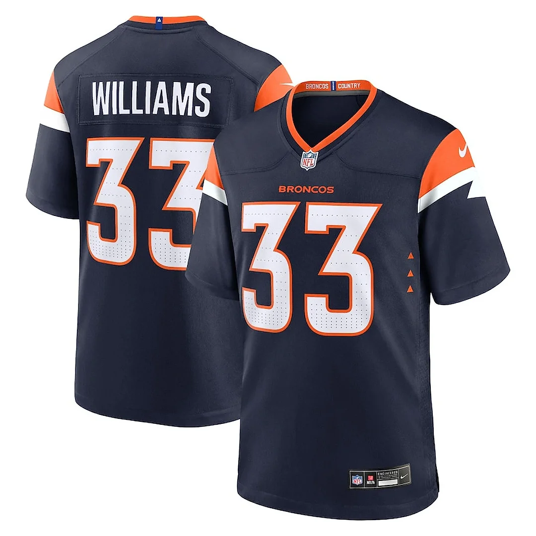 Zennovawear Javonte Williams 33 Denver Broncos Alternate Game Men Jersey - Navy