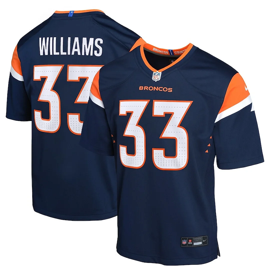 Zennovawear Javonte Williams 33 Denver Broncos Alternate Game YOUTH Jersey - Navy
