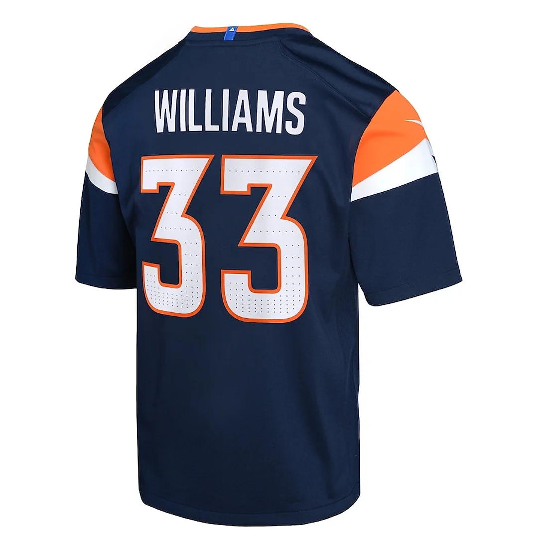Zennovawear Javonte Williams 33 Denver Broncos Alternate Game YOUTH Jersey - Navy