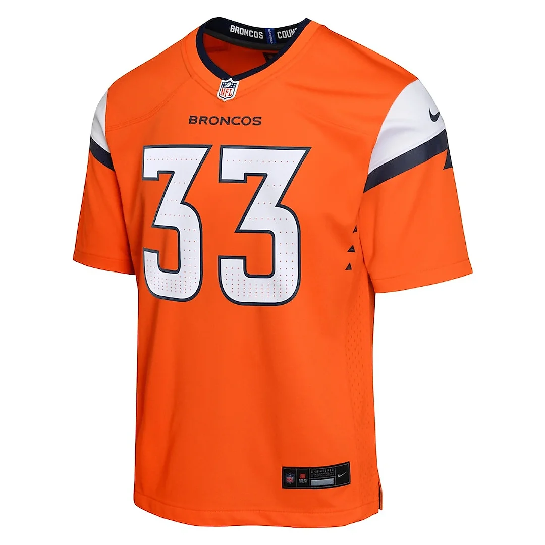 Zennovawear Javonte Williams 33 Denver Broncos Game YOUTH Jersey - Orange