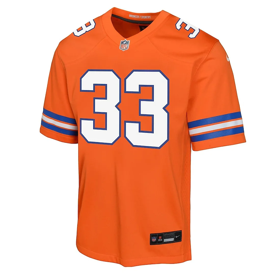 Zennovawear Javonte Williams 33 Denver Broncos Mile High Collection 1977 Throwback Game YOUTH Jersey - Orange