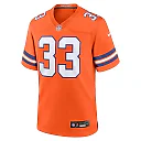 Zennovawear Javonte Williams 33 Denver Broncos Mile High Collection 1977 Throwback Player Game Men Jersey - Orange