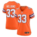 Zennovawear Javonte Williams 33 Denver Broncos Women's Mile High Collection 1977 Throwback Player Game Jersey - Orange