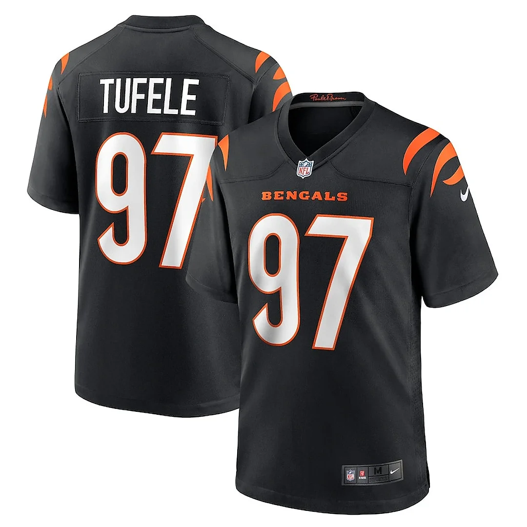 Zennovawear Jay Tufele 97 Cincinnati Bengals Team Game Men Jersey - Black