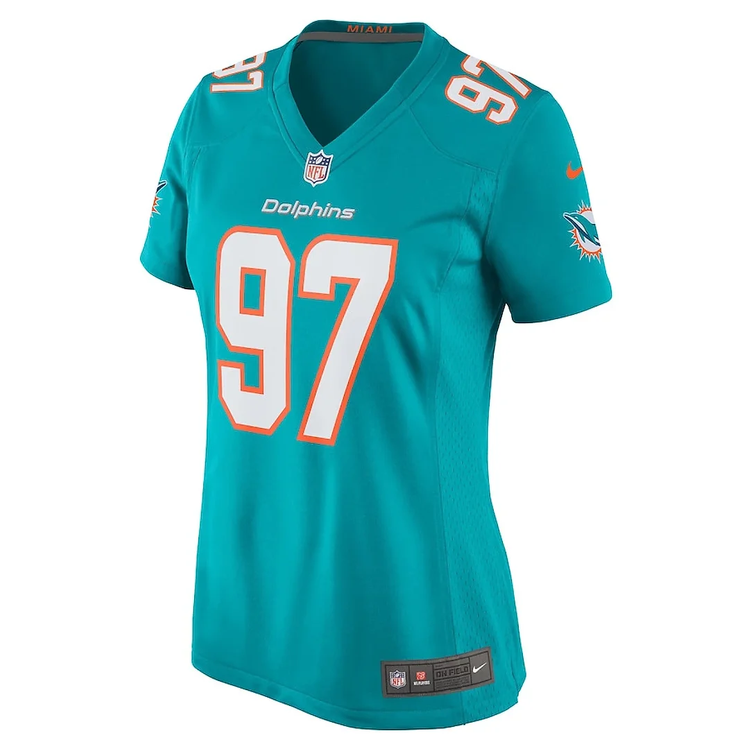 Zennovawear Jaylen Twyman 97 Miami Dolphins Women Home Game Jersey - Aqua