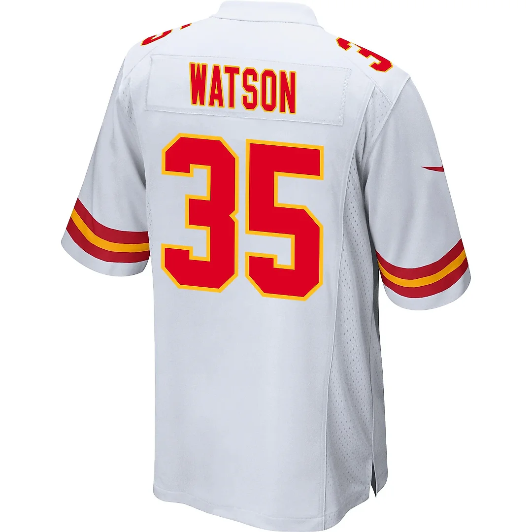 Zennovawear Jaylen Watson 35 Kansas City Chiefs AFC Champions Patch Game Men Jersey - White