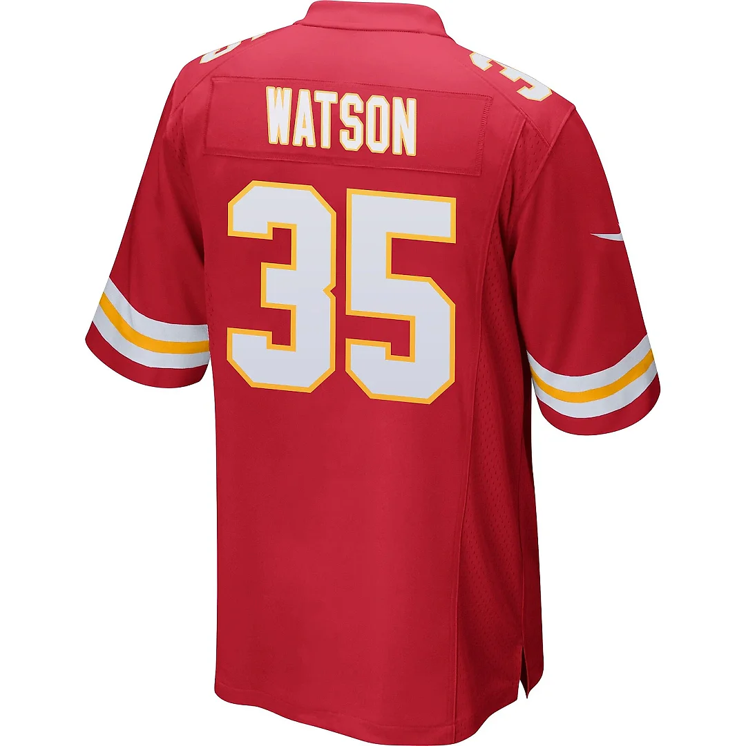 Zennovawear Jaylen Watson 35 Kansas City Chiefs AFC Champions Patch Game Men Jersey - Red