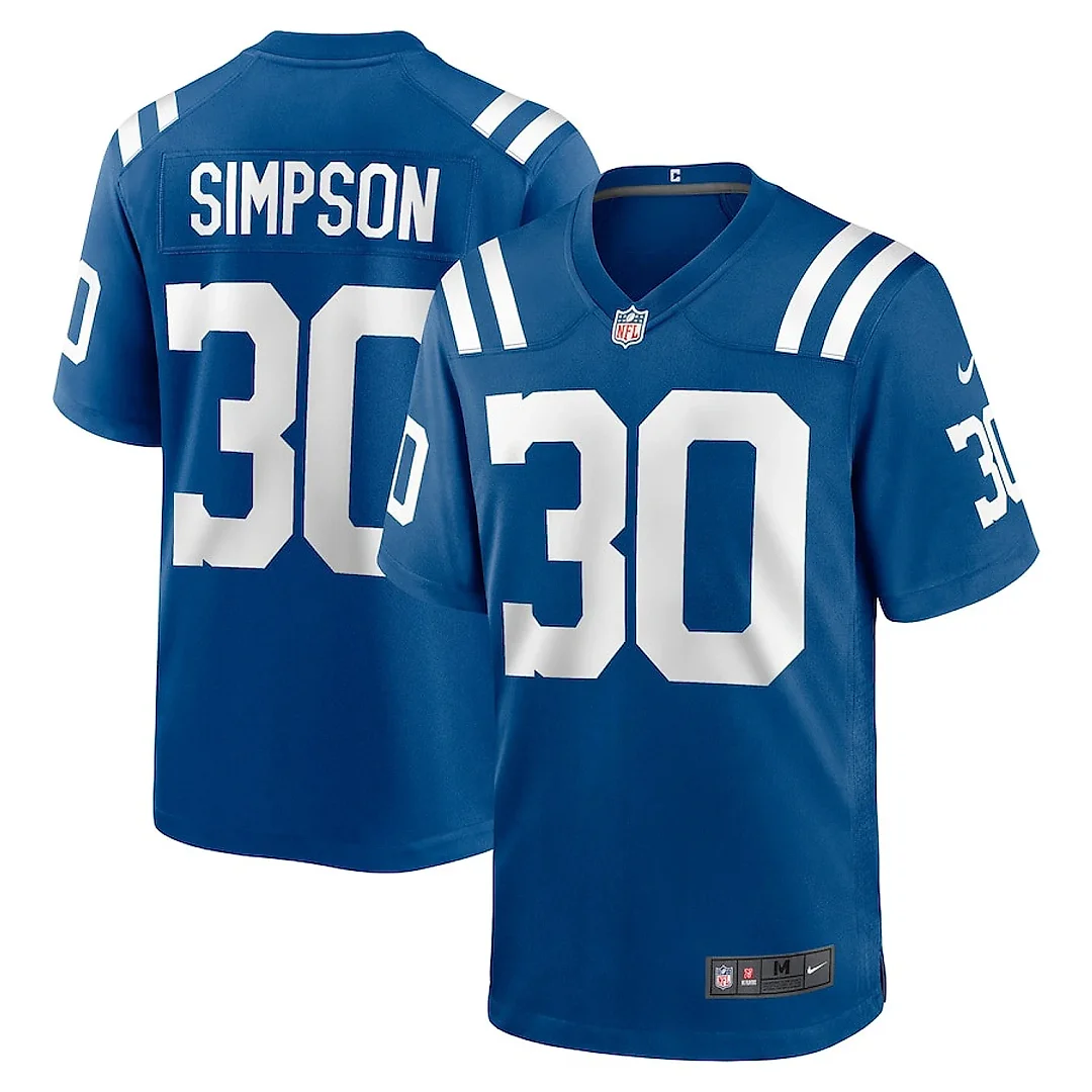 Zennovawear Jaylin Simpson 30 Indianapolis Colts Game Men Jersey - Royal