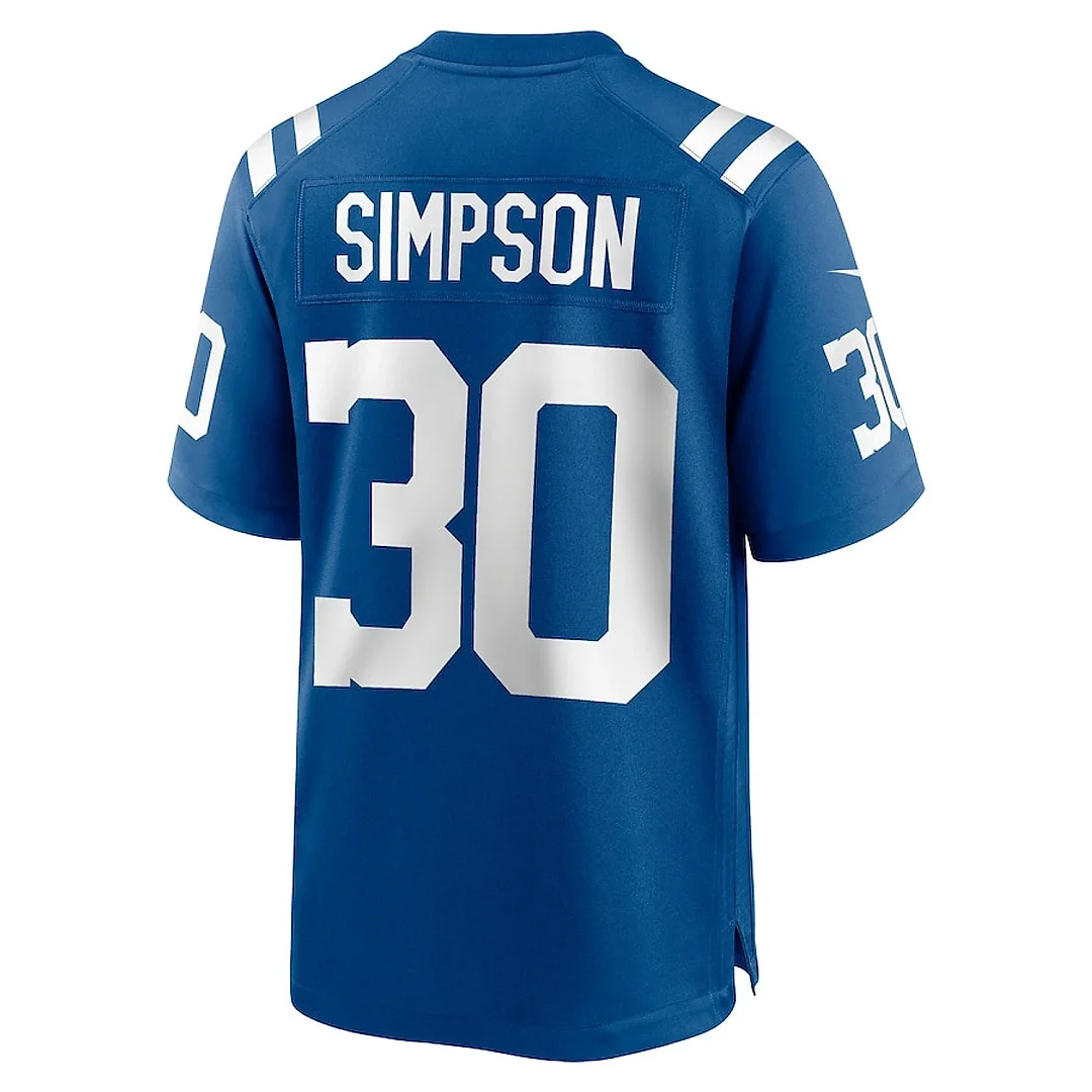 Zennovawear Jaylin Simpson 30 Indianapolis Colts Game Men Jersey - Royal