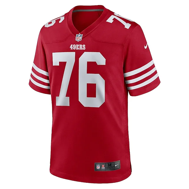 Zennovawear Jaylon Moore 76 San Francisco 49ers Game Men Jersey - Scarlet