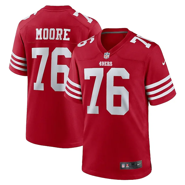 Zennovawear Jaylon Moore 76 San Francisco 49ers Game Men Jersey - Scarlet