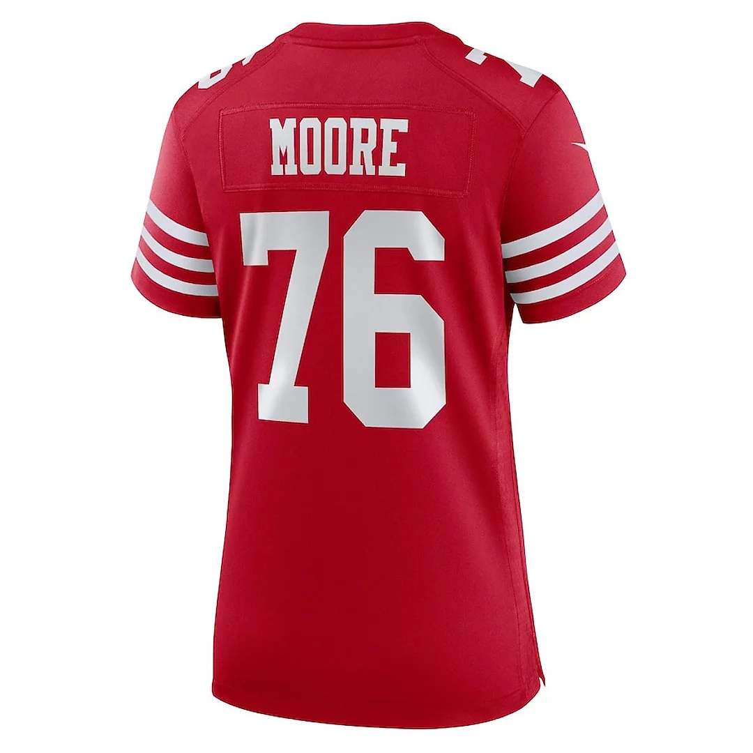 Zennovawear Jaylon Moore 76 San Francisco 49ers Women's Game Jersey - Scarlet