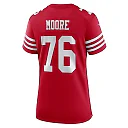 Zennovawear Jaylon Moore 76 San Francisco 49ers Women's Game Jersey - Scarlet