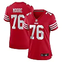 Zennovawear Jaylon Moore 76 San Francisco 49ers Women's Game Jersey - Scarlet