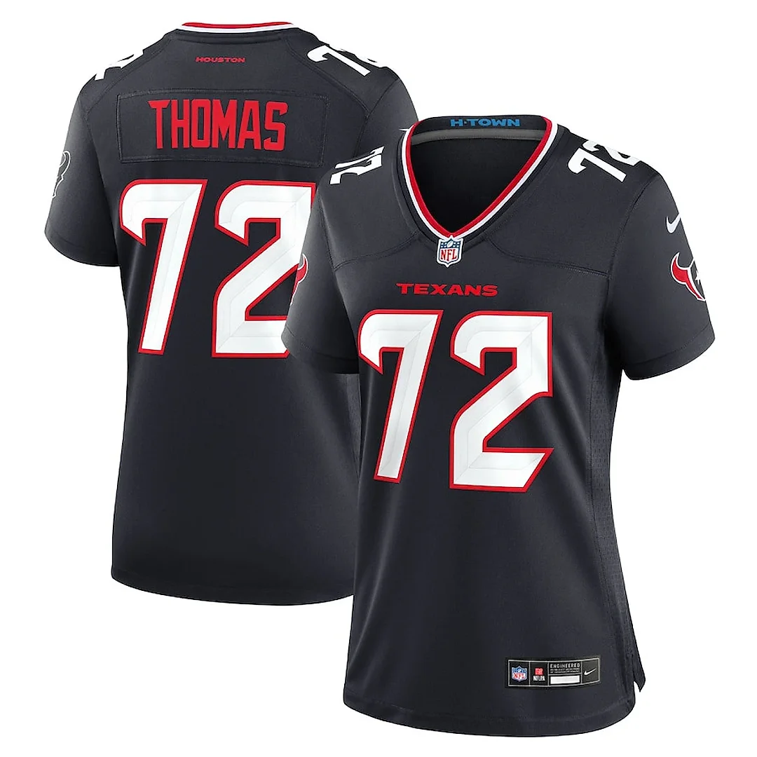Zennovawear Jaylon Thomas 72 Houston Texans Women's Team Game Jersey - Navy