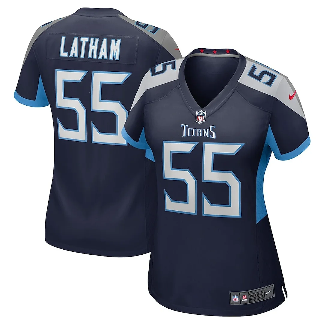 Zennovawear JC Latham 55 Tennessee Titans Women's Team Game Jersey - Navy