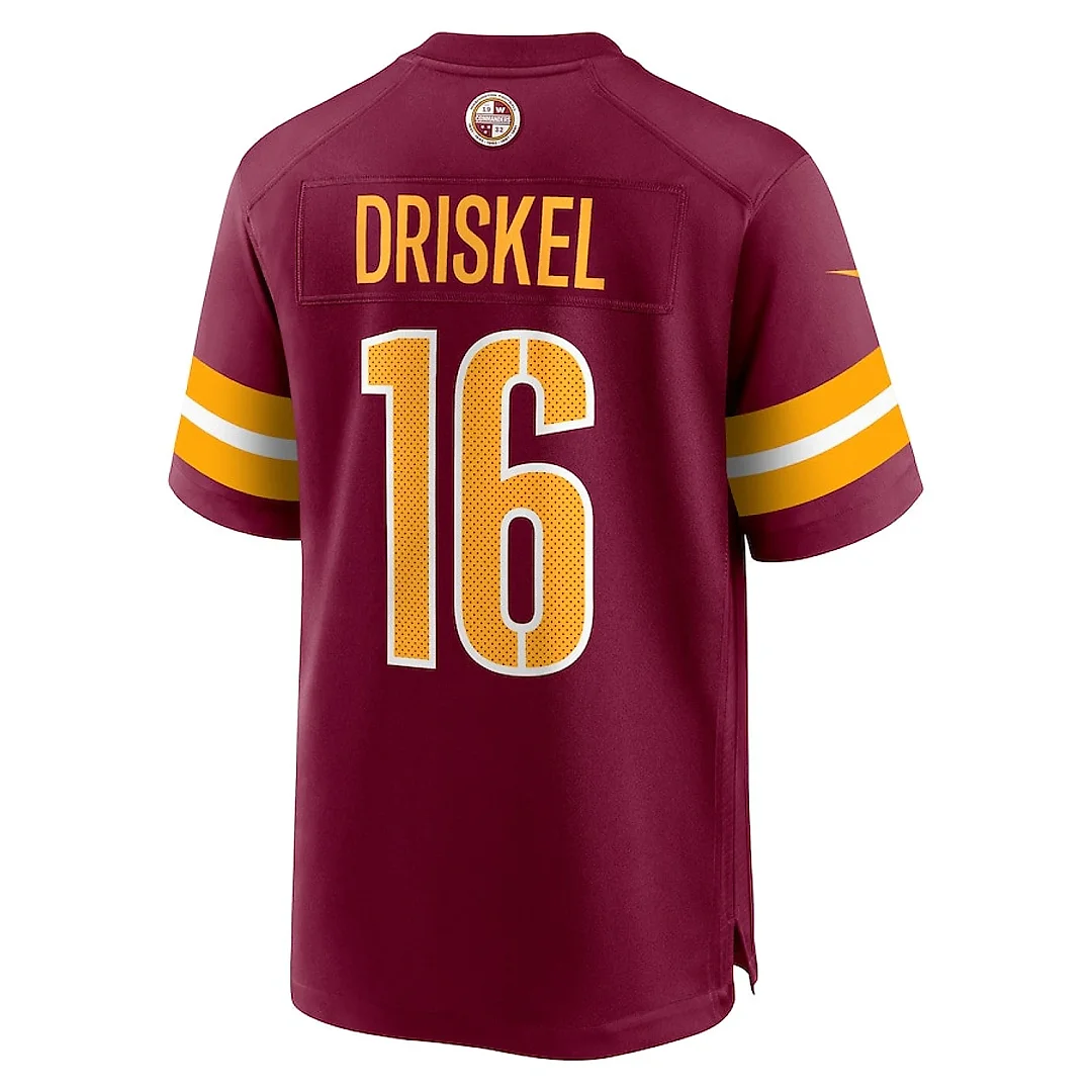 Zennovawear Jeff Driskel 16 Washington Commanders Game Men Jersey - Burgundy