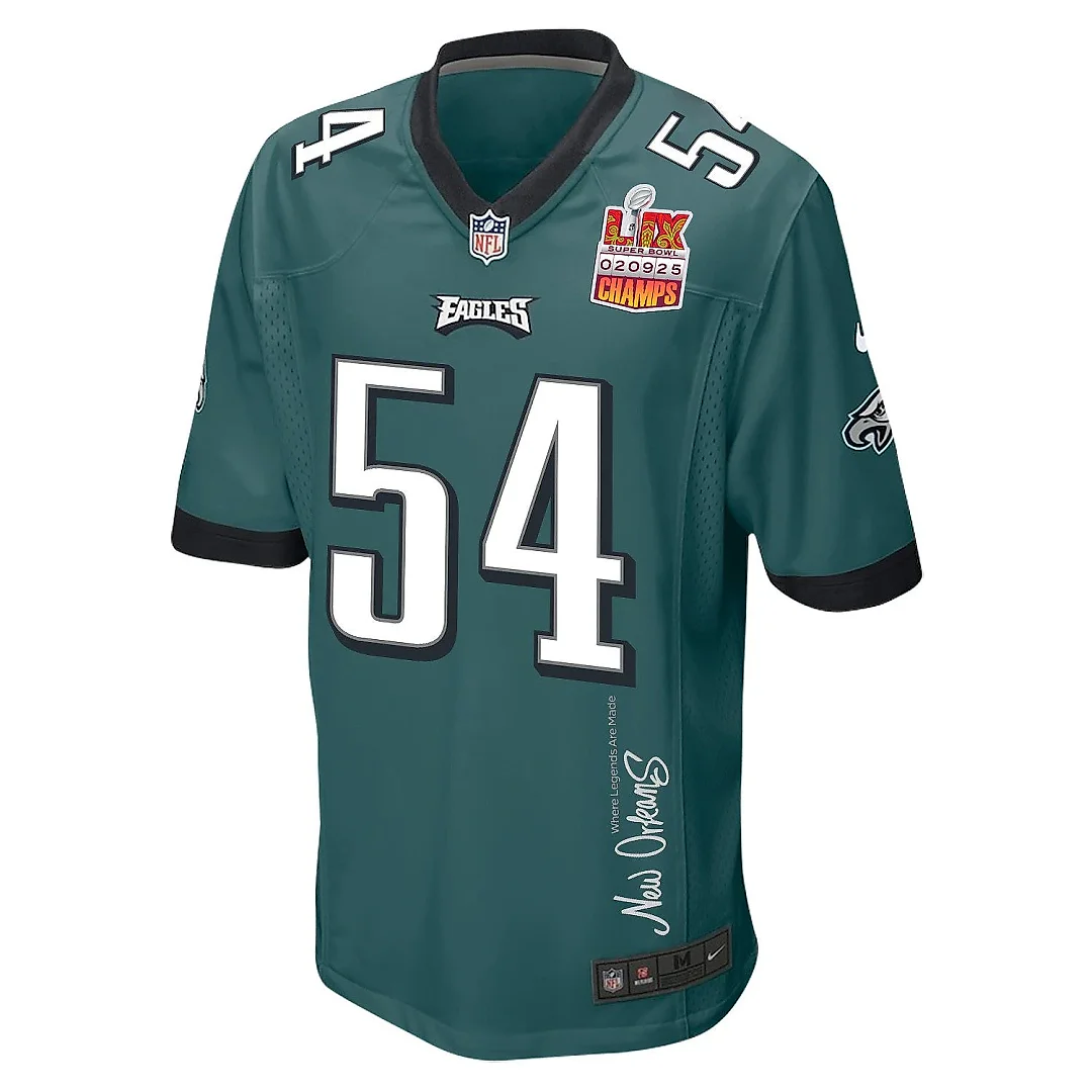 Zennovawear Jeremiah Trotter Jr. 54 Philadelphia Eagles Super Bowl LIX Champions Patch 'New Orleans - Where Legends Are Made' EMBROIDERED Game Men...